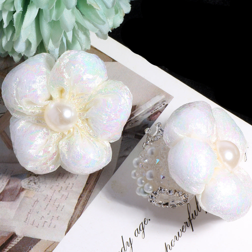 Wholesale 5pcs/pack Crown Pearl Sugar Bubble Flower DIY Straight Hole Loose Beads Mobile Phone Chain Key Chain Bag Chain Jewelry Accessories